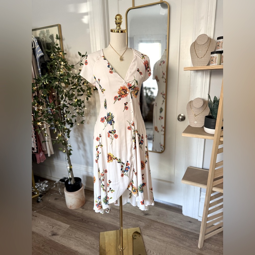 Free People White Floral Midi Dress